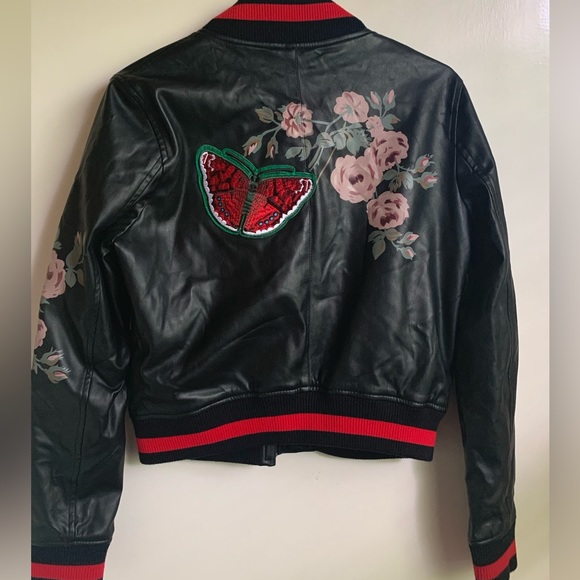 Embroidered faux leather jacket - Picture 3 of 5